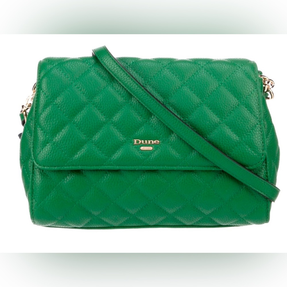 Dune London Emerald Green Quilted‎ Crossbody Purse Gold Hardware - Picture 2 of 9